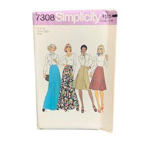 Vintage Simplicity 7308 Sewing Pattern for Skirts Size 12 Misses